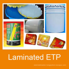 Laminated tin sheet for paint can body and cap